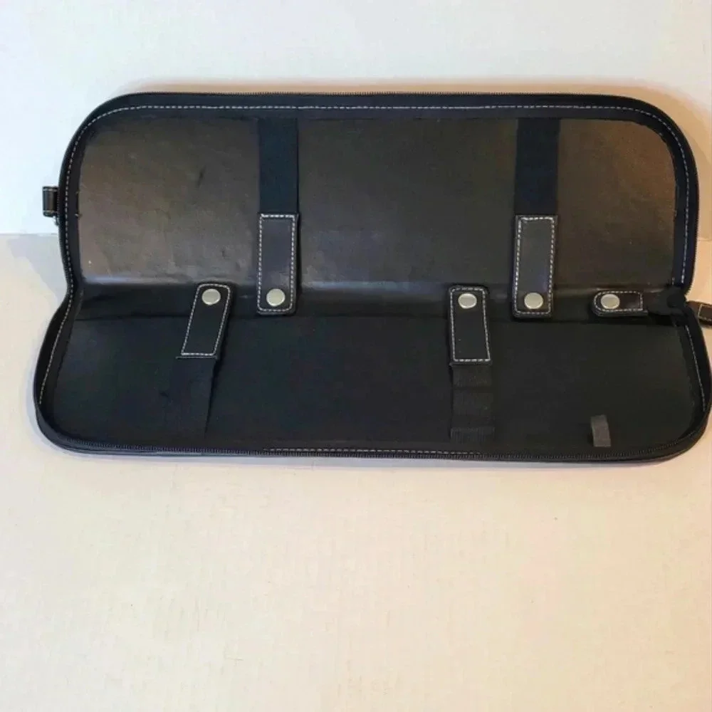GEOFFREY BEENE Black Leather Tie Case Holder Travel Case Vintage